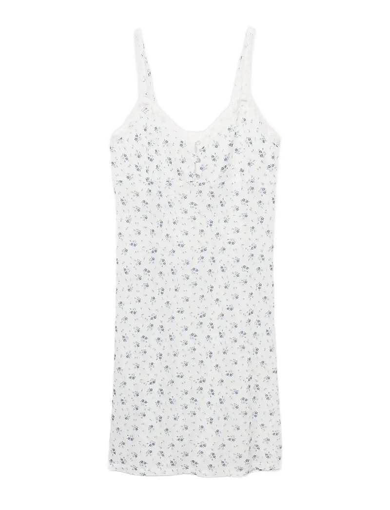 Mango - Floral-print lace nightdress - nachthemden - white - 1