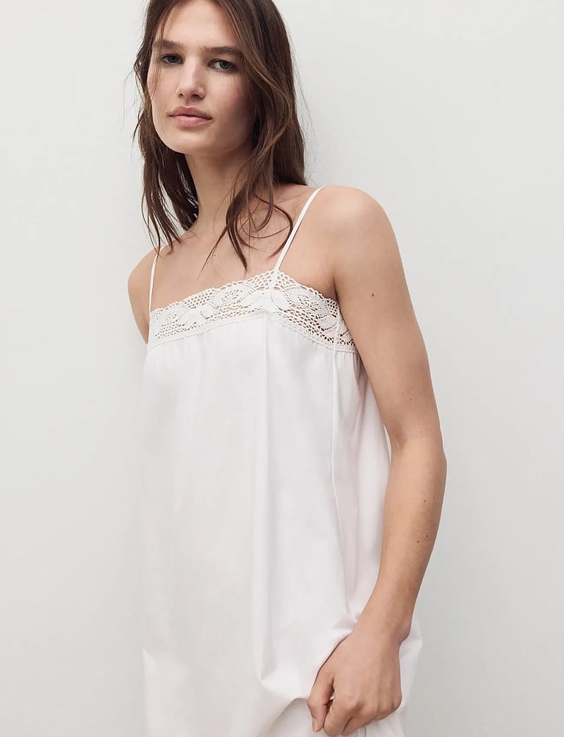 Mango - Cotton lace nightgown - nattlinnen - white - 0
