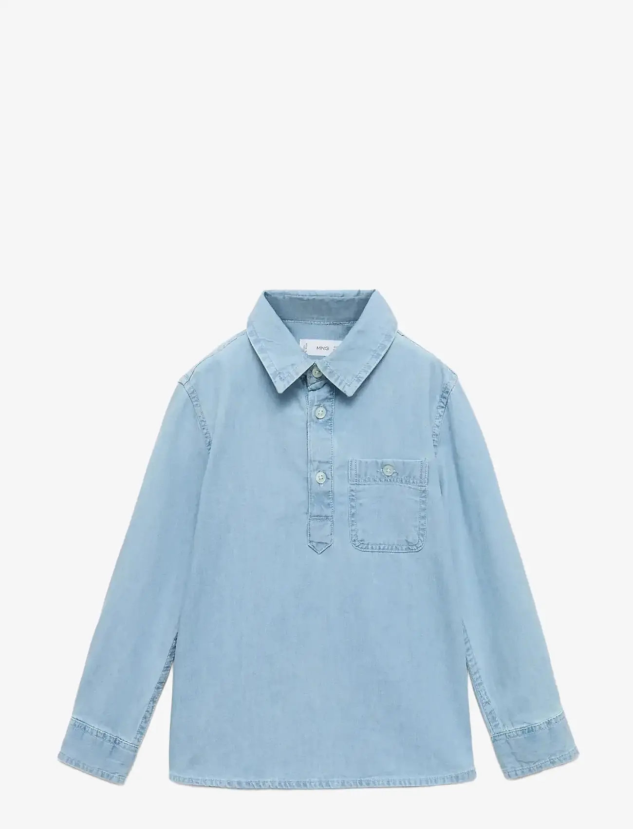 Mango - Pocket denim shirt - langærmede skjorter - open blue - 0