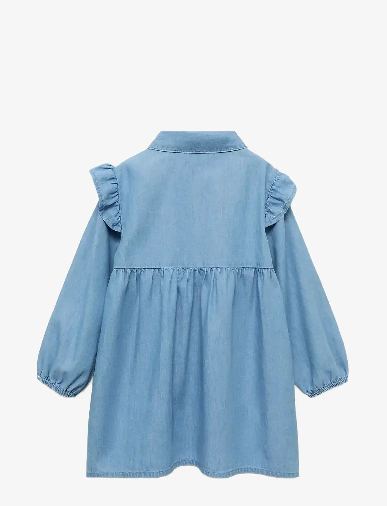 Mango - Ruffled denim dress - open blue - 2