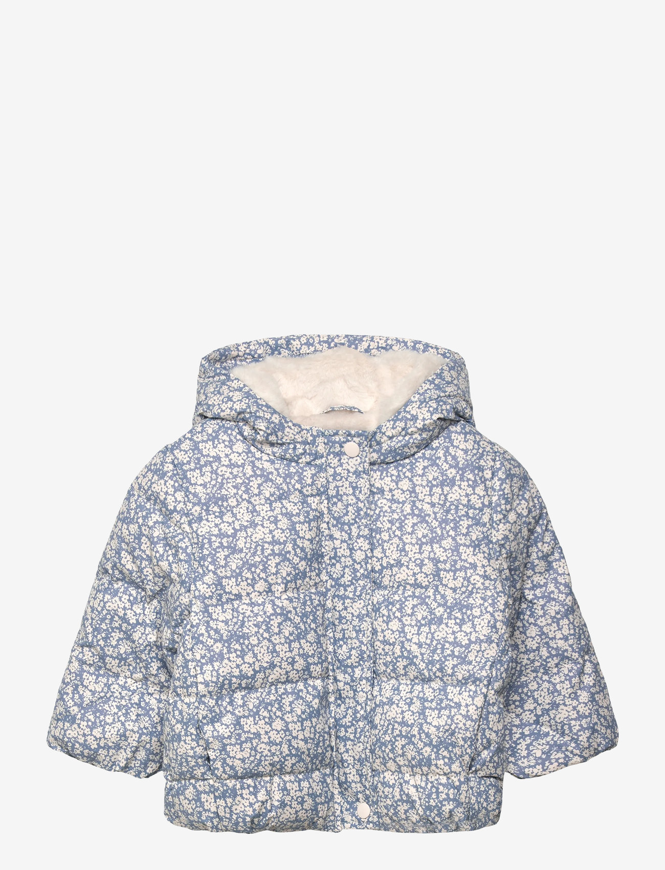 Mango - Fur-effect floral-print anorak - overtøj - lt-pastel blue - 0