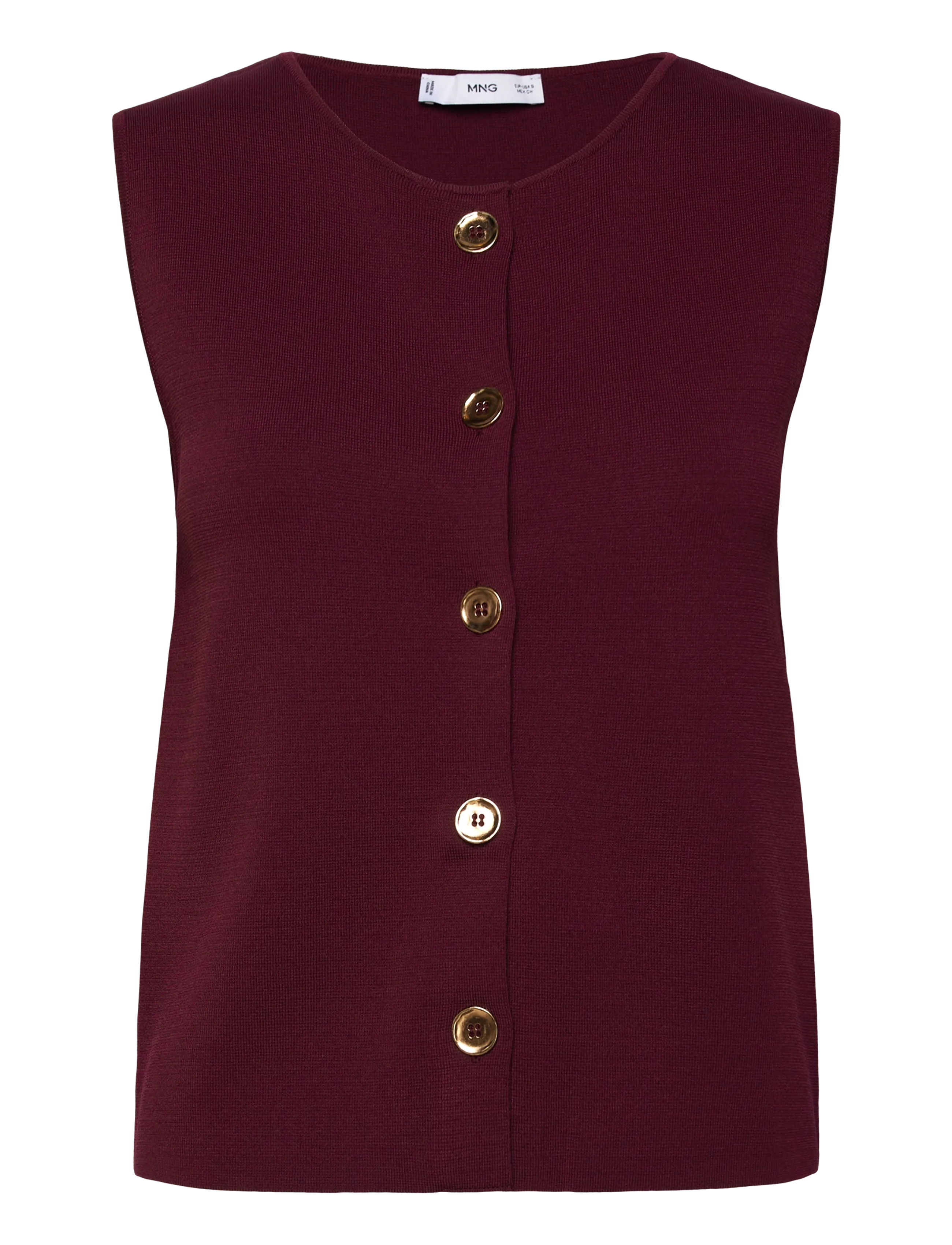 MANGO Fine-Knit Weste Burgundy - S - Damen