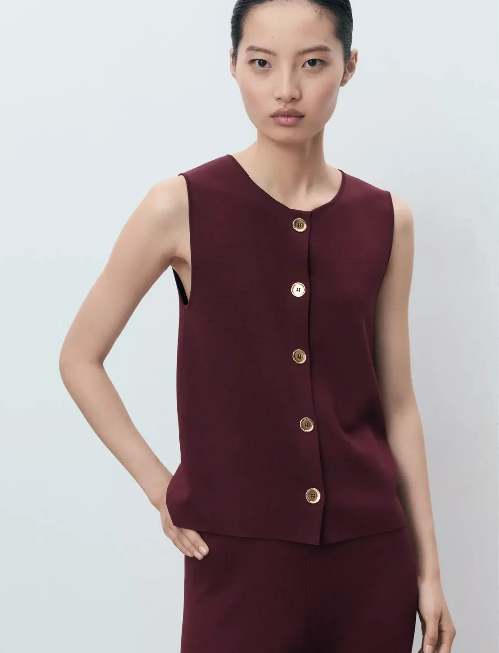 Mango - Fine-knit gilet - neuleliivit - dark red - 0