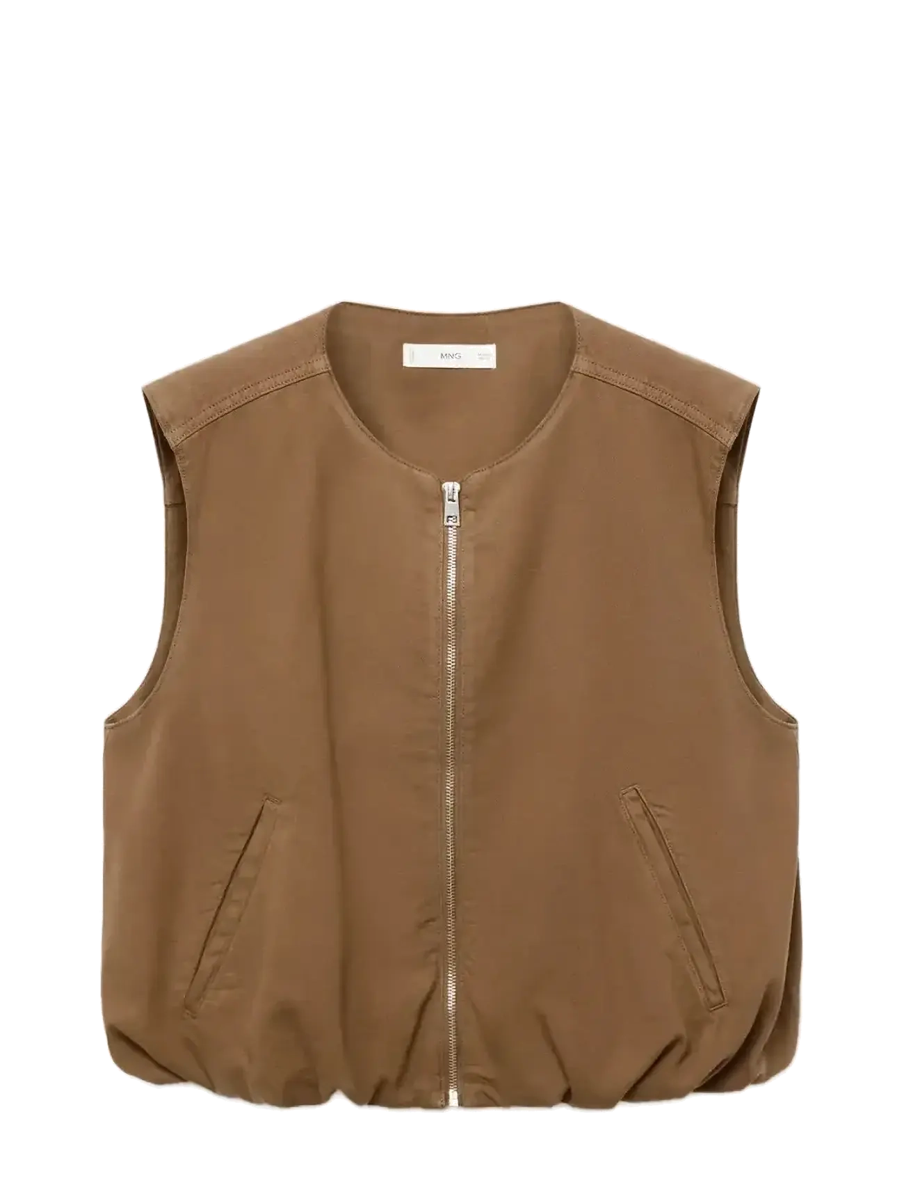 Puffer denim waistcoat - BROWN