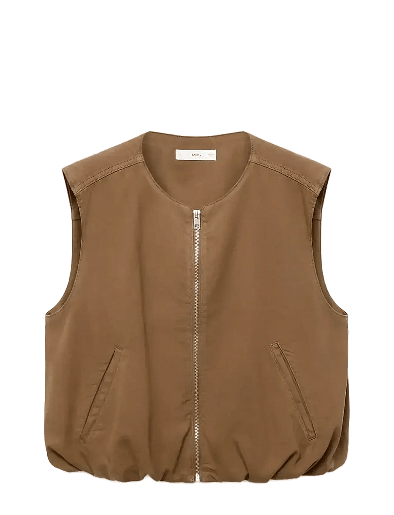 Mango - Puffer denim waistcoat - denim-westen - brown - 1