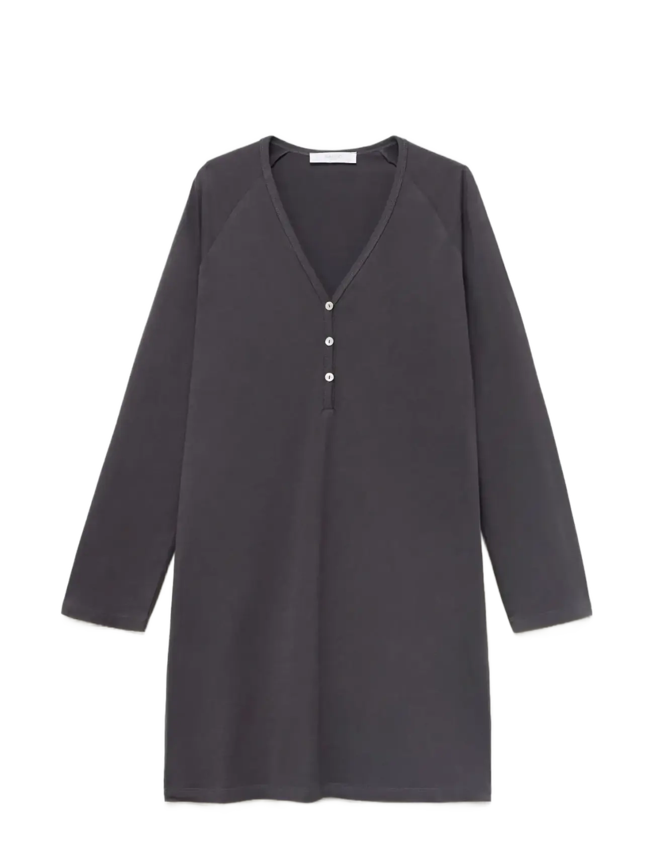 Mango Cotton nightdress with button detail - Natkjoler - CHARCOAL / grey
