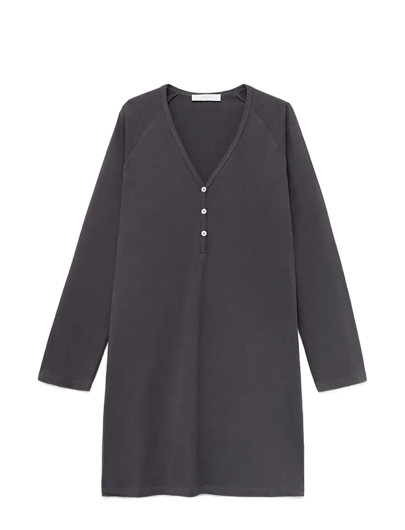Mango - Cotton nightdress with button detail - nattlinnen - charcoal - 1