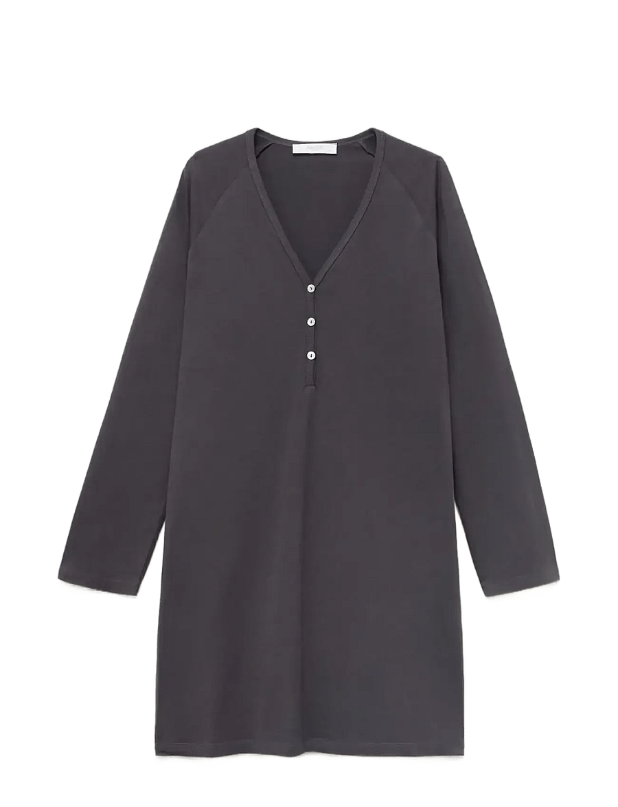 Mango - Cotton nightdress with button detail - natkjoler - charcoal - 1