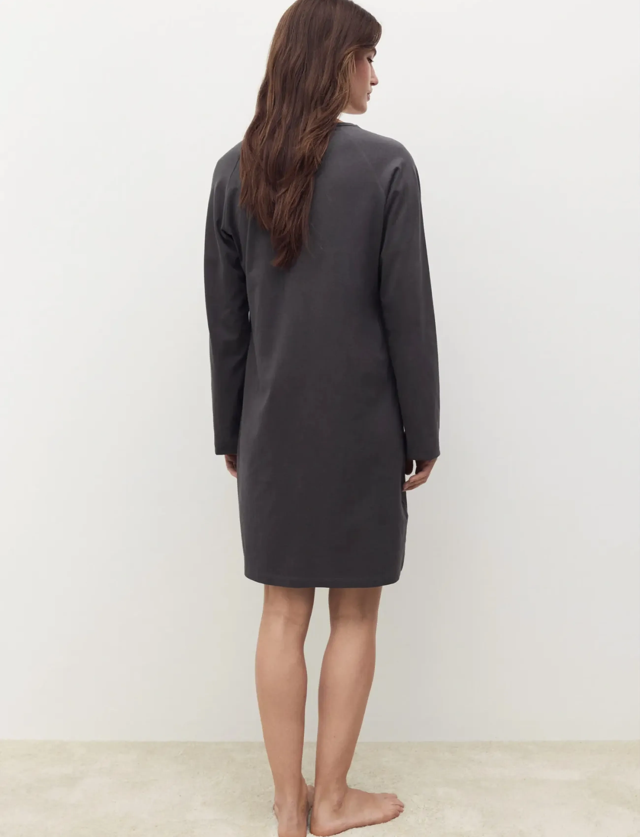 Mango - Cotton nightdress with button detail - natkjoler - charcoal - 2