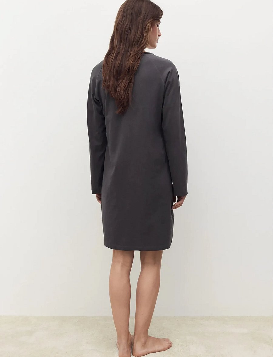 Mango - Cotton nightdress with button detail - natkjoler - charcoal - 2