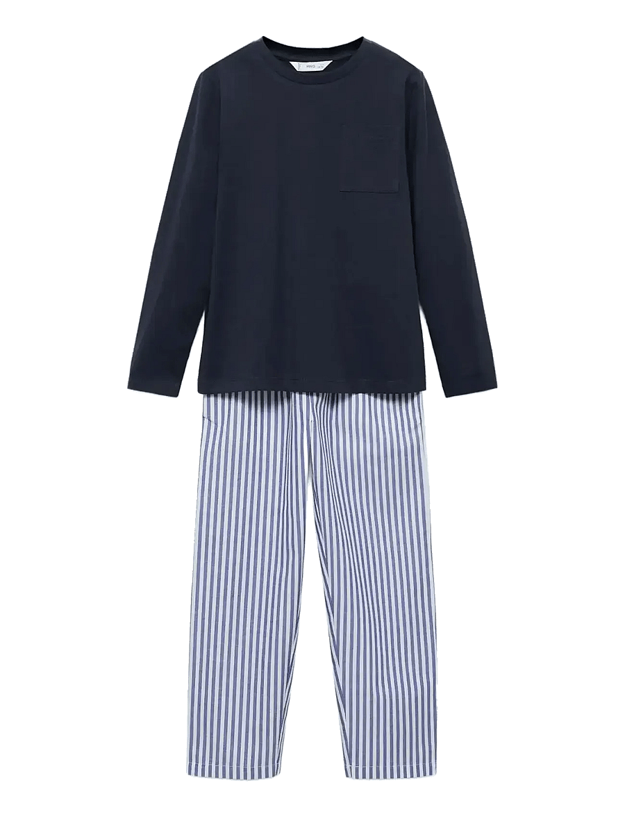 Mango - Striped long pyjamas - pyjamasset - navy - 1