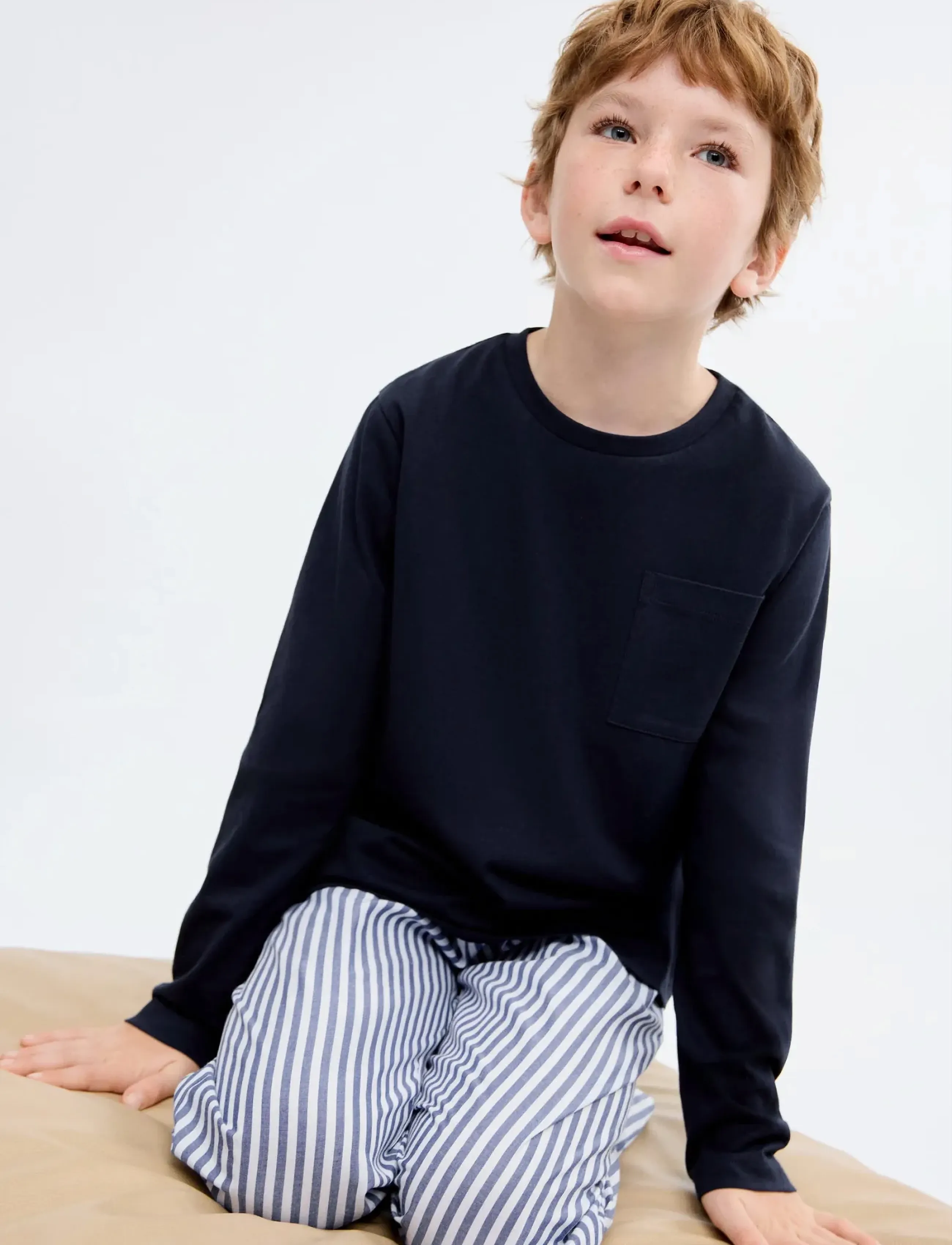 Mango Striped Long Pyjamas, 5-6, Navy, Pyjamas > Pyjamas-Sæt, Børn
