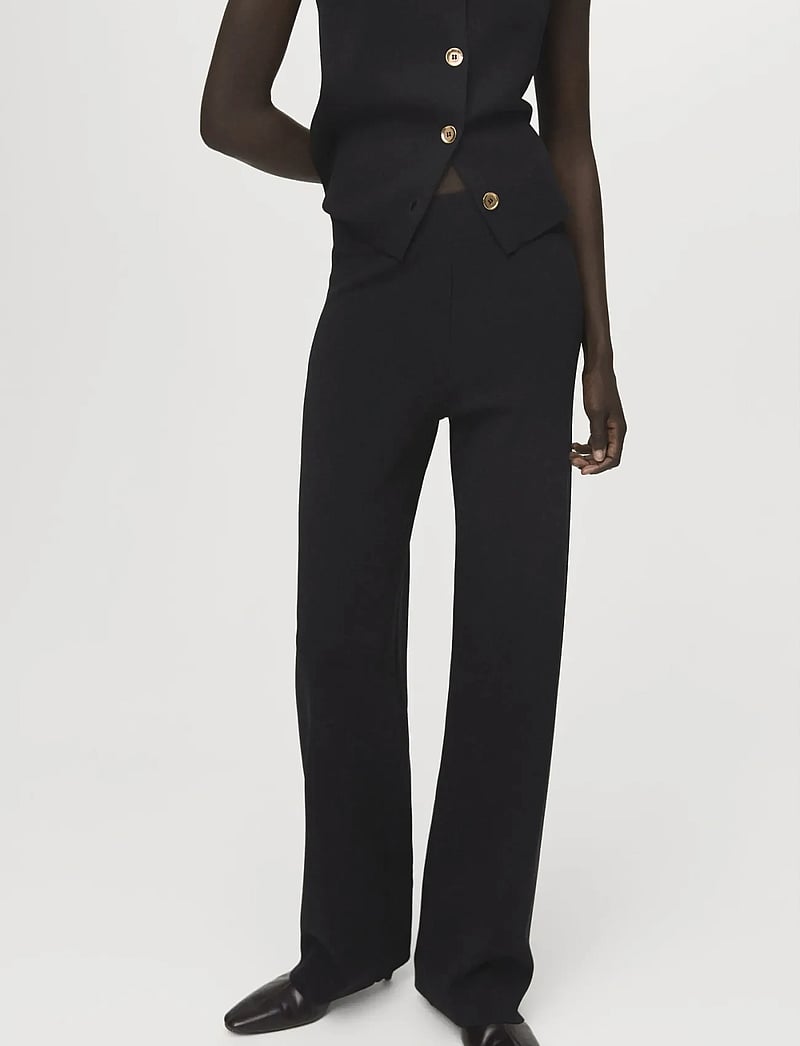 Mango - Knitted trousers with elastic waistband - vide bukser - black - 0