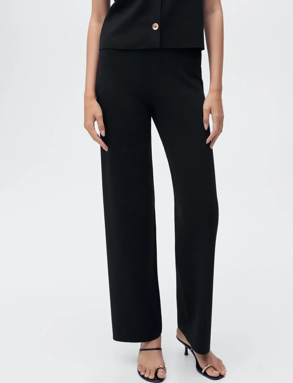 Mango - Knitted trousers with elastic waistband - vida byxor - black - 0
