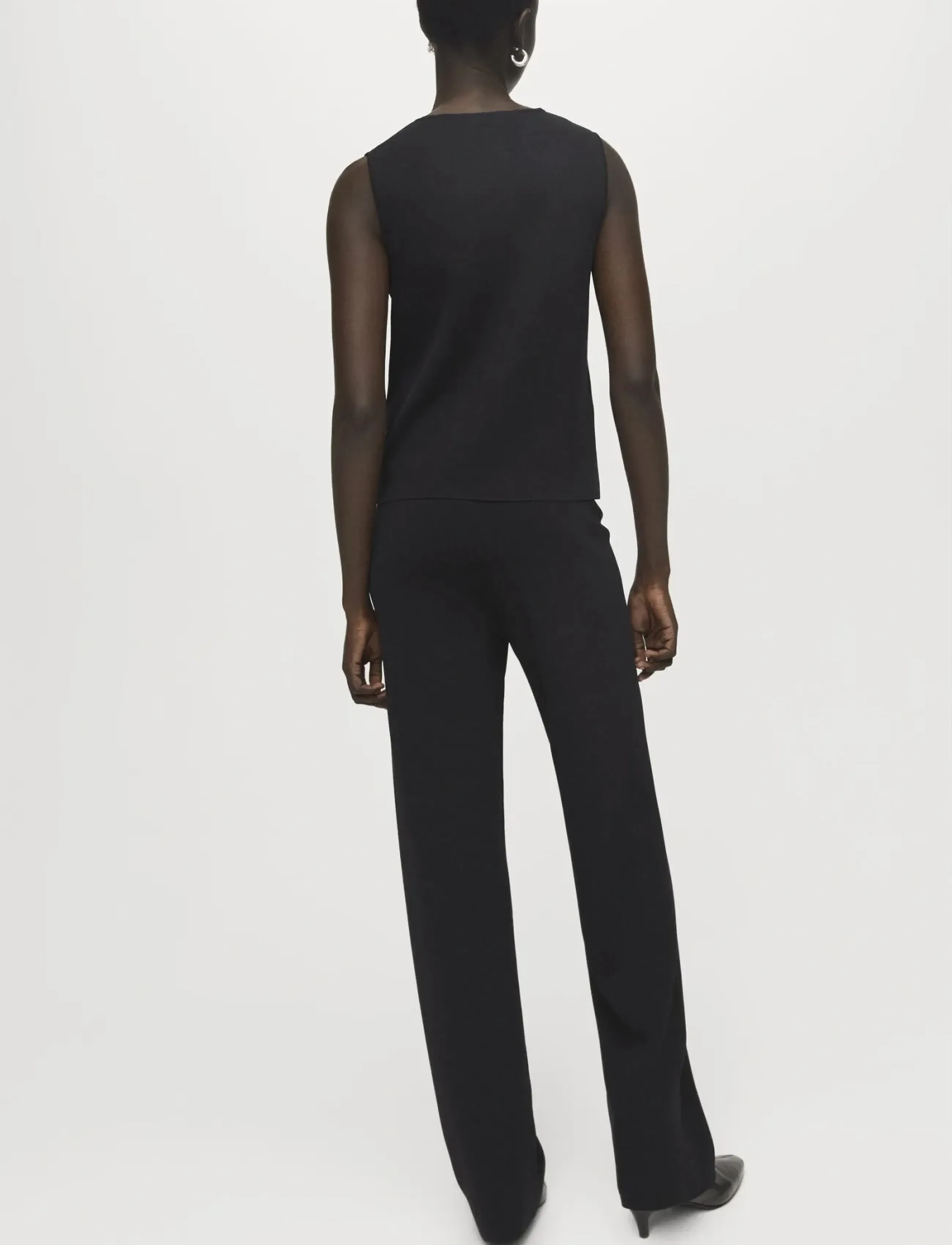 Mango - Knitted trousers with elastic waistband - festtøj til outletpriser - black - 3