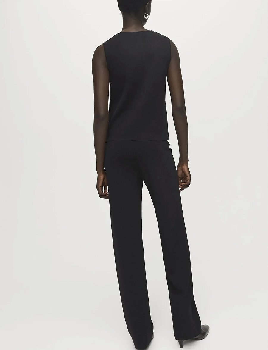 Mango - Knitted trousers with elastic waistband - vida byxor - black - 3