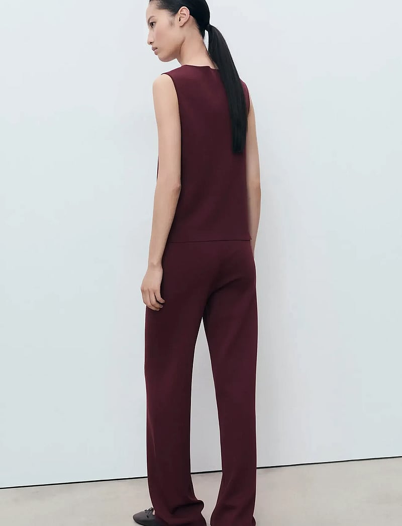 Mango - Knitted trousers with elastic waistband - bukser med brede ben - dark red - 2