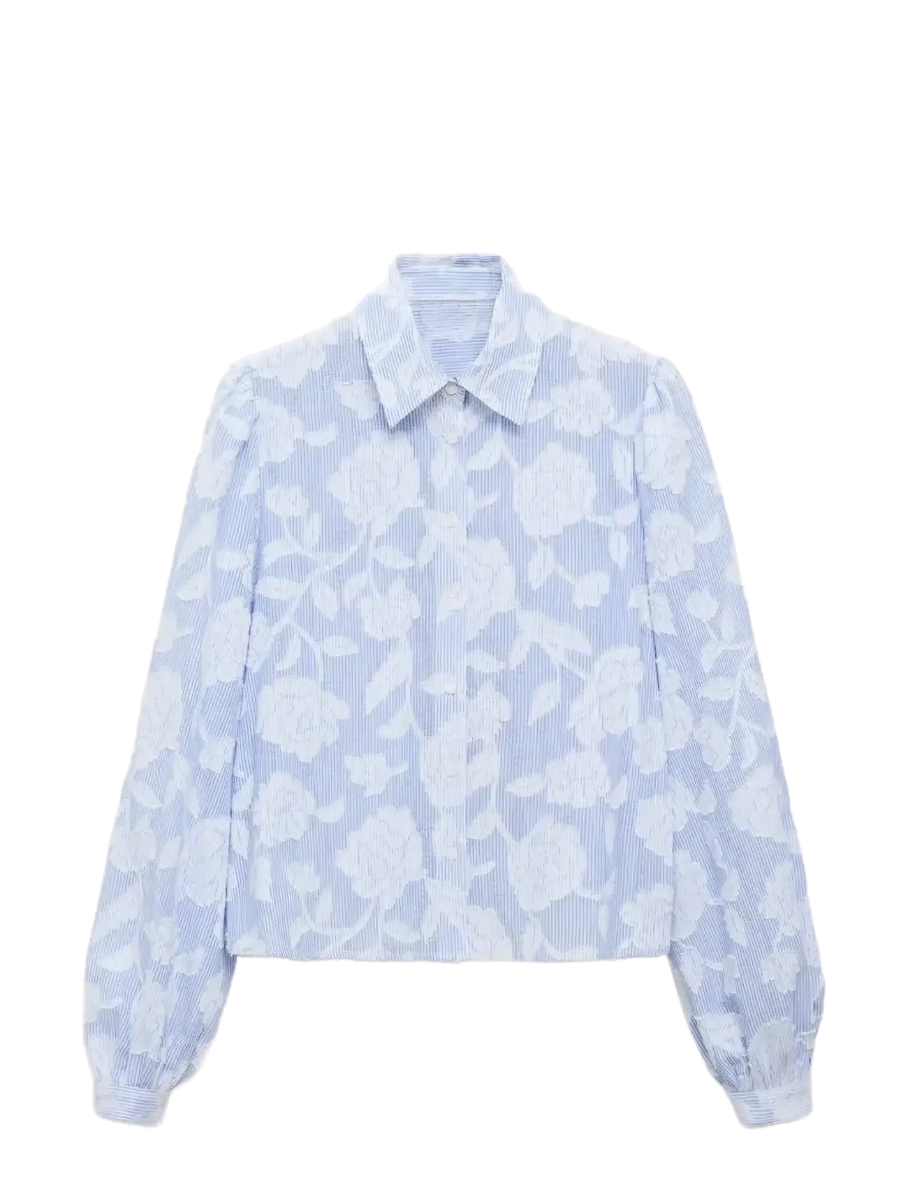 Mango Striped shirt with embroidered details - Bluser & Skjorter - LT-PASTEL BLUE / blue