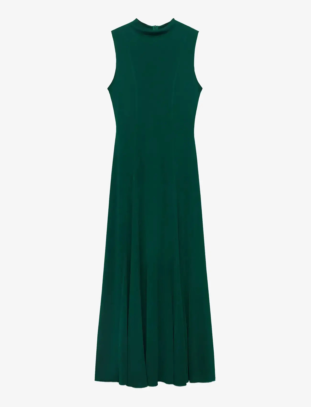 Mango - Godet dress with a perkins collar - midi kjoler - dark green - 1