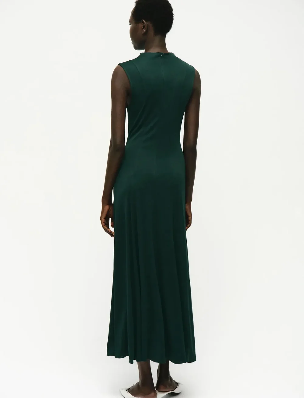 Mango - Godet dress with a perkins collar - midi kjoler - dark green - 2