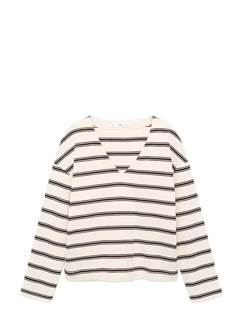 Mango - Striped cotton-blend sweatshirt - langærmede toppe - light beige - 1