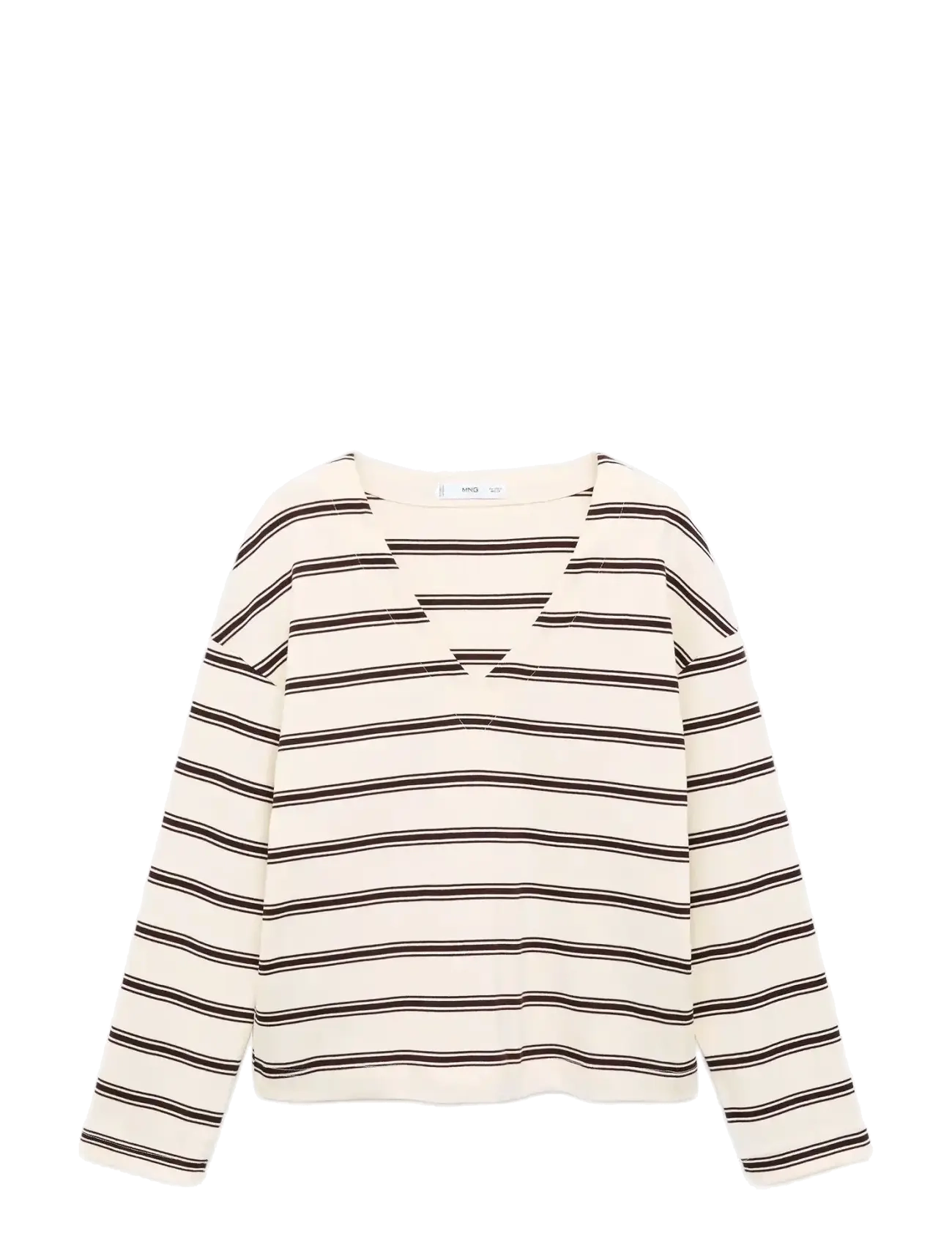 Mango Striped cotton-blend sweatshirt - Transitional Layering - LIGHT BEIGE / beige