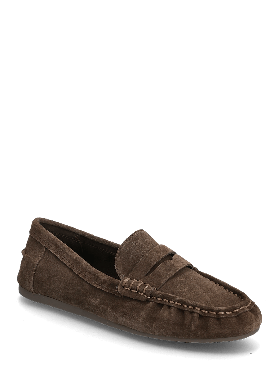 Mango - Suede penny loafers - modetrender - dark brown - 1