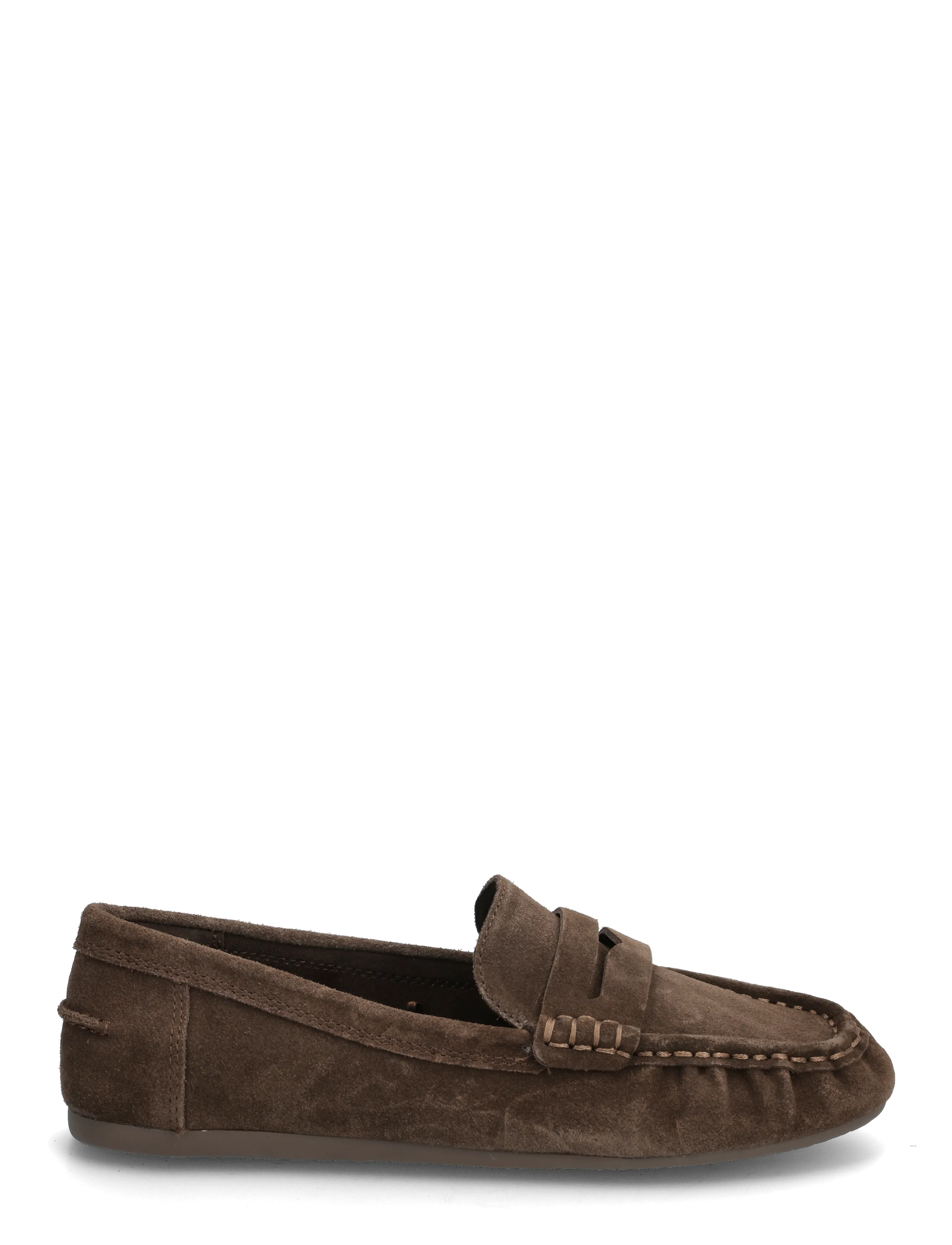 Mango - Suede penny loafers - modetrender - dark brown - 2