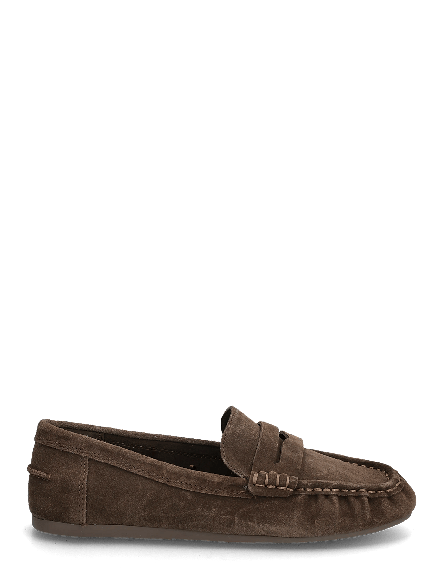 Mango - Suede penny loafers - modetrender - dark brown - 2