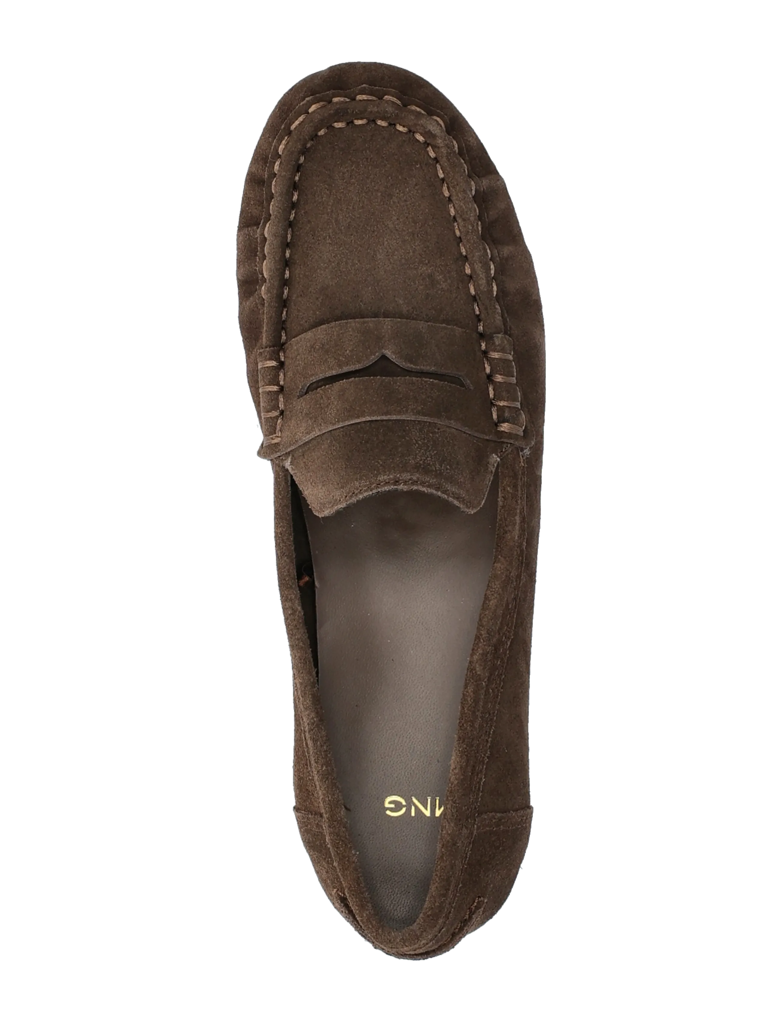 Mango - Suede penny loafers - modetrender - dark brown - 4