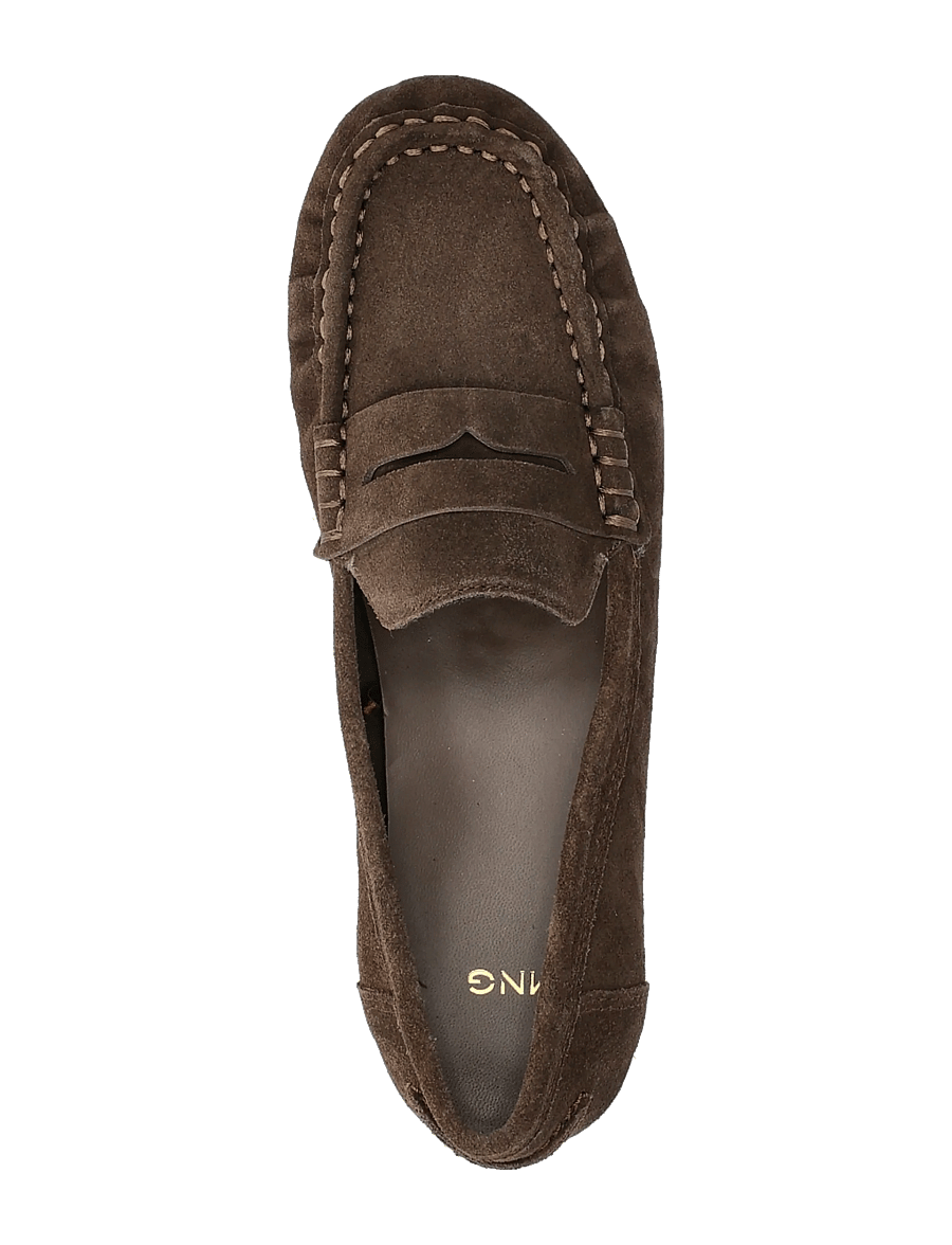 Mango - Suede penny loafers - modetrender - dark brown - 4
