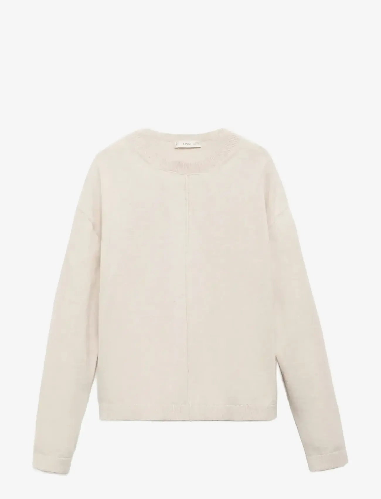 Mango - Decorative seams cotton sweater - trøjer - light beige - 1