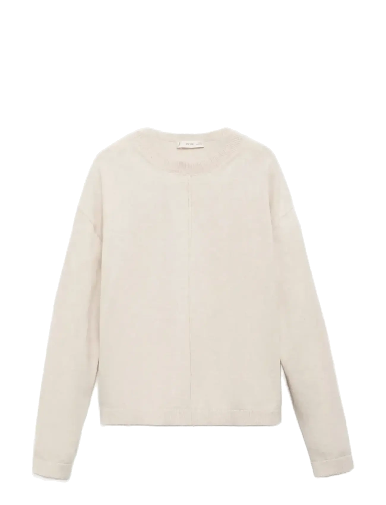 Decorative seams cotton sweater - LIGHT BEIGE