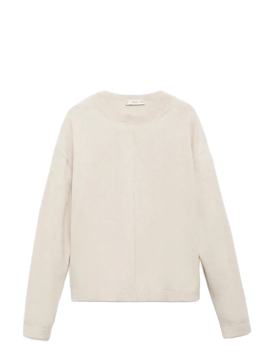 Mango - Decorative seams cotton sweater - stickade tröjor - light beige - 1