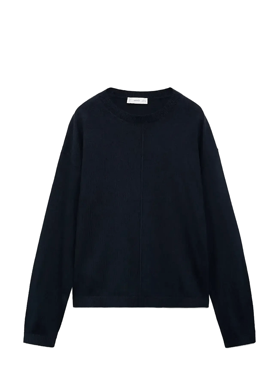 Mango - Decorative seams cotton sweater - trøjer - navy - 1
