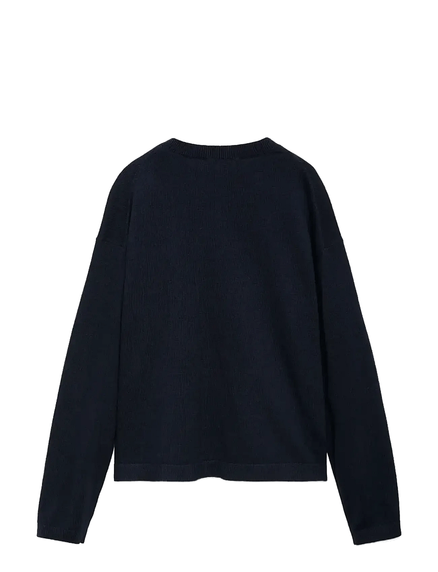 Mango - Decorative seams cotton sweater - trøjer - navy - 2