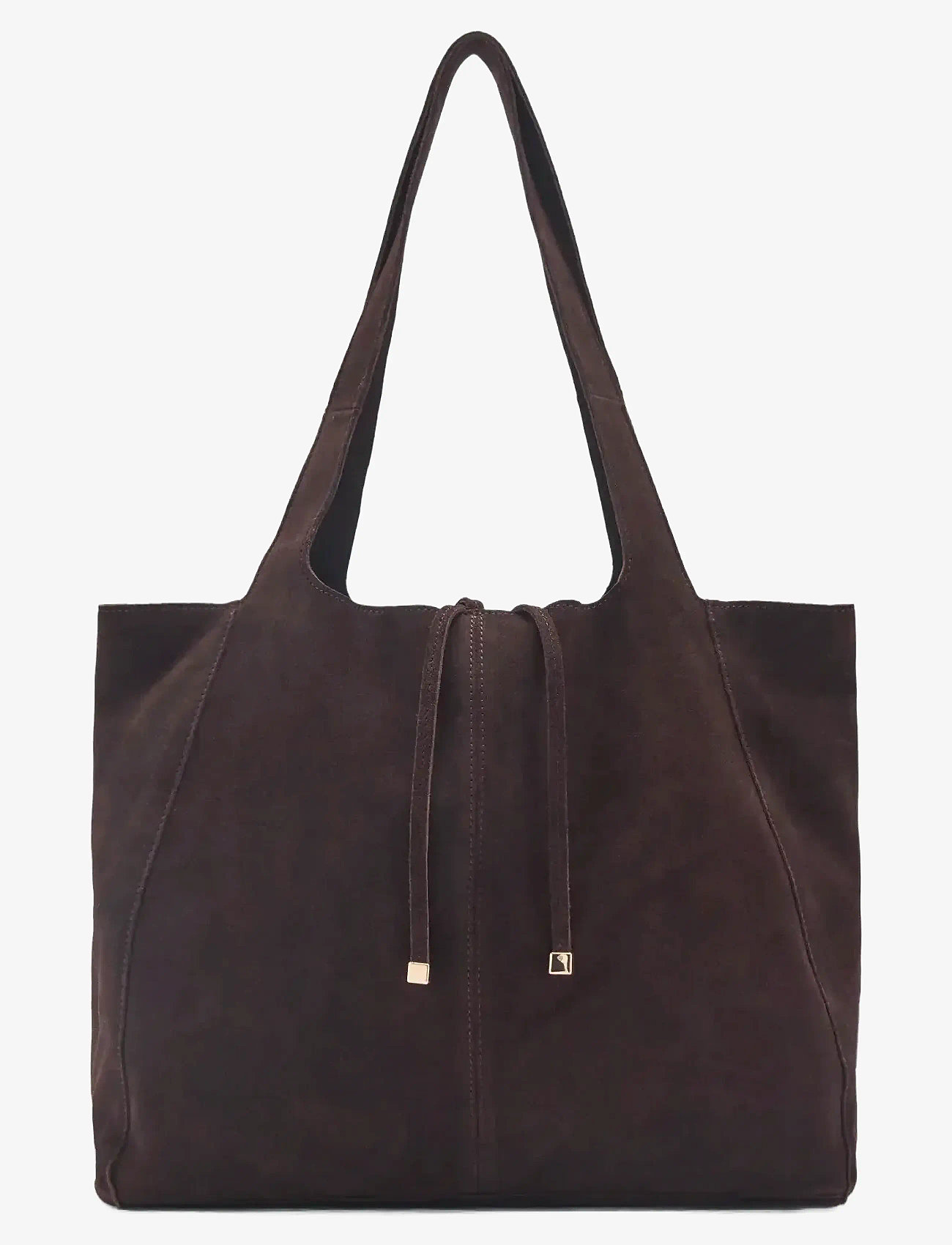 Mango - Suede shopper bag - dark brown - 1