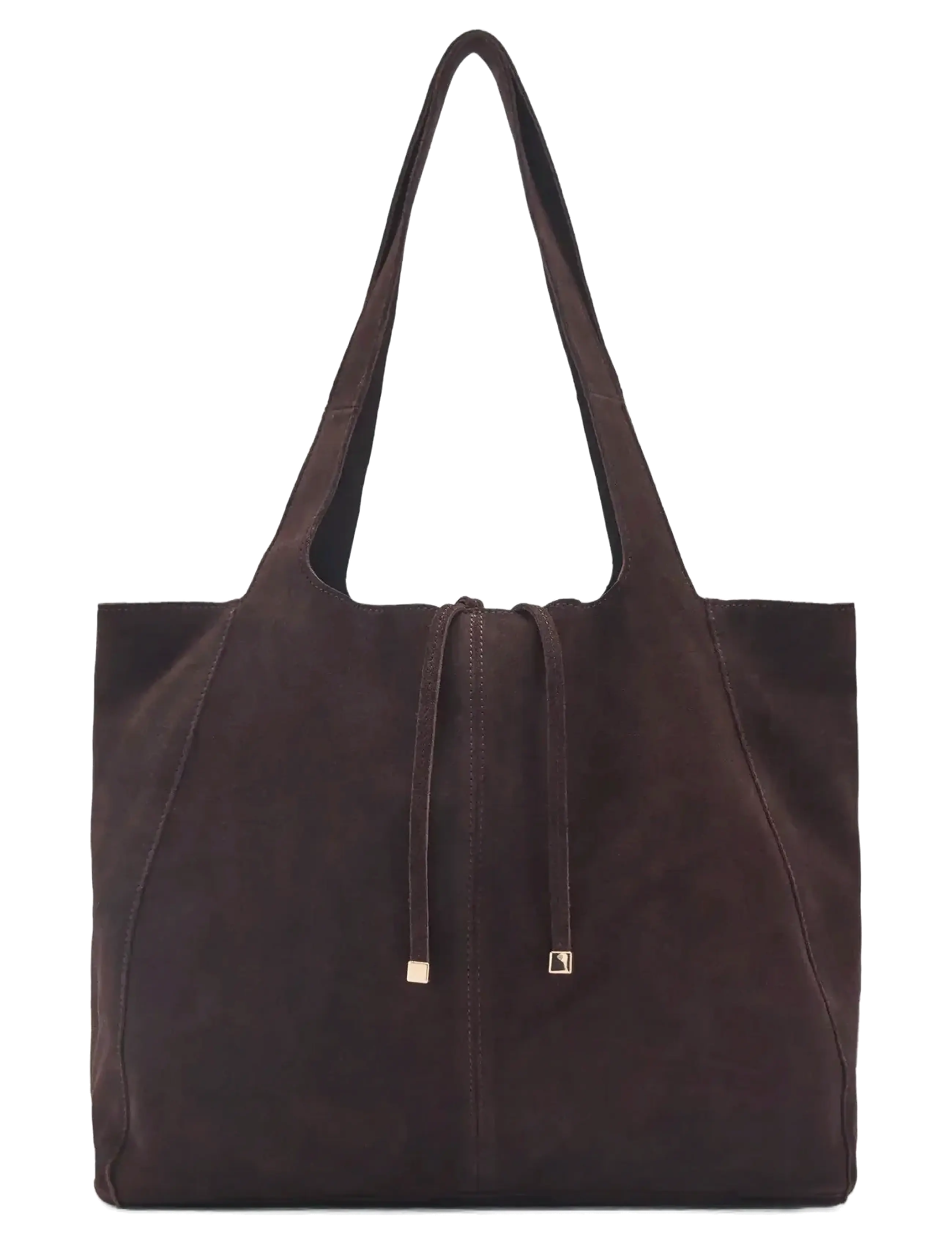 Mango Suede shopper bag - Shoppere - DARK BROWN / brown