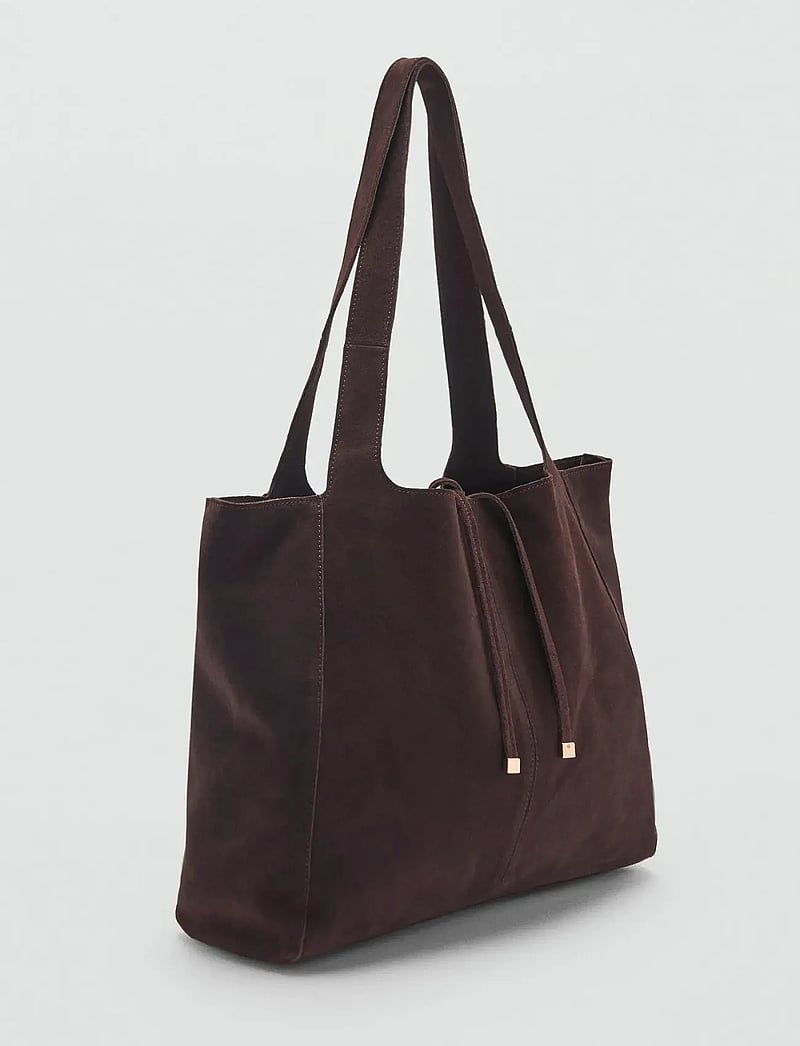 Mango - Suede shopper bag - dark brown - 0