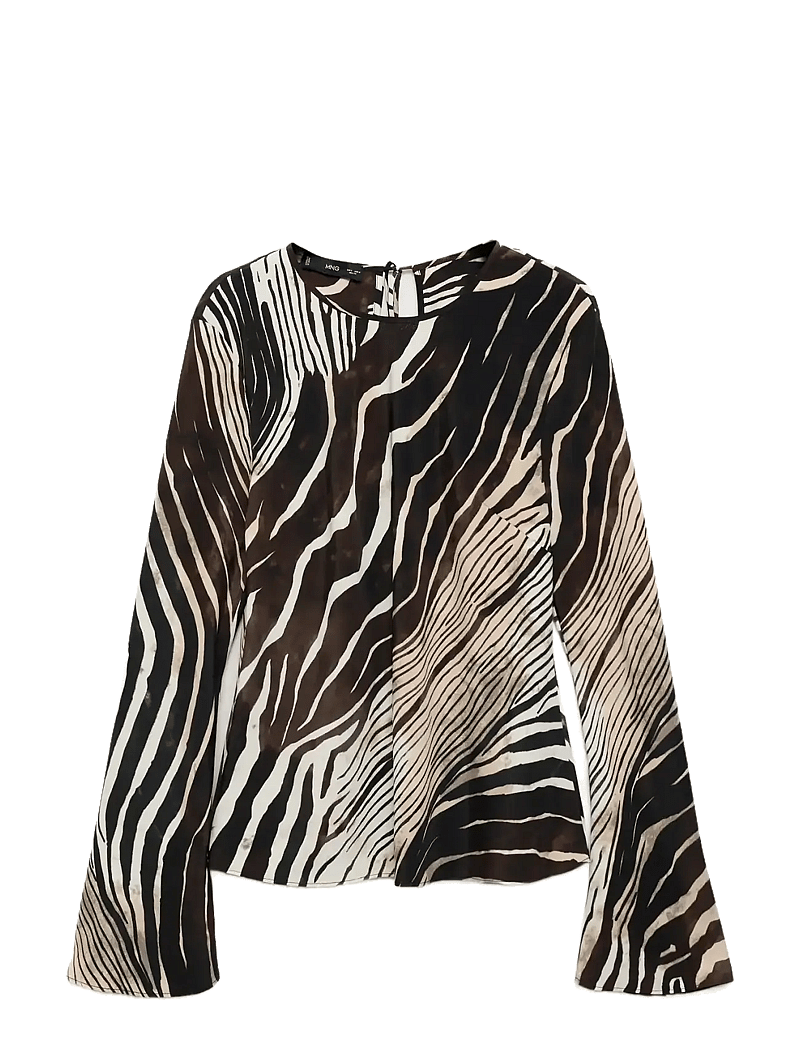 Mango - Zebra print blouse - långärmade blusar - black - 1