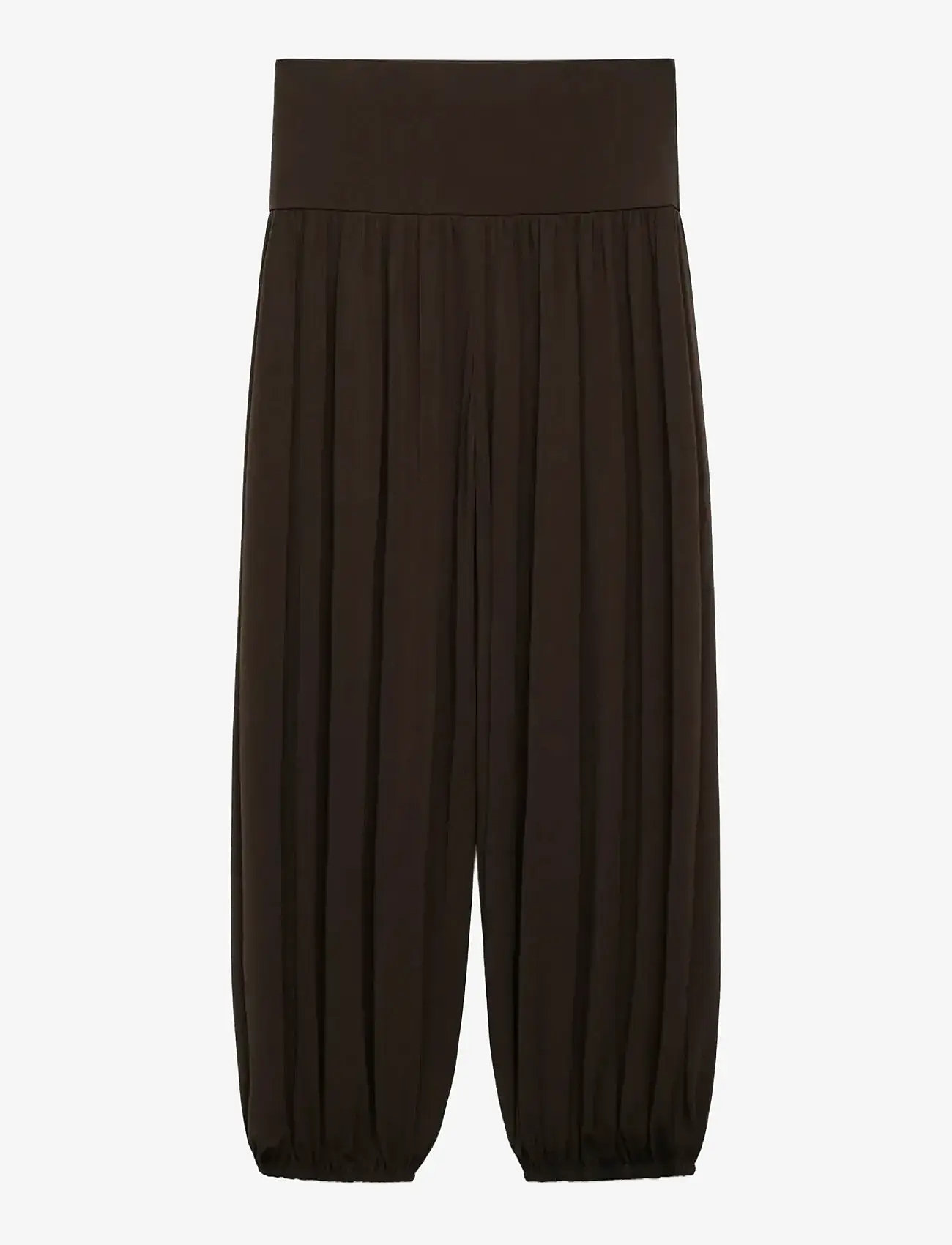 Mango - Balloon trousers with elastic waist - laia säärega püksid - brown - 0