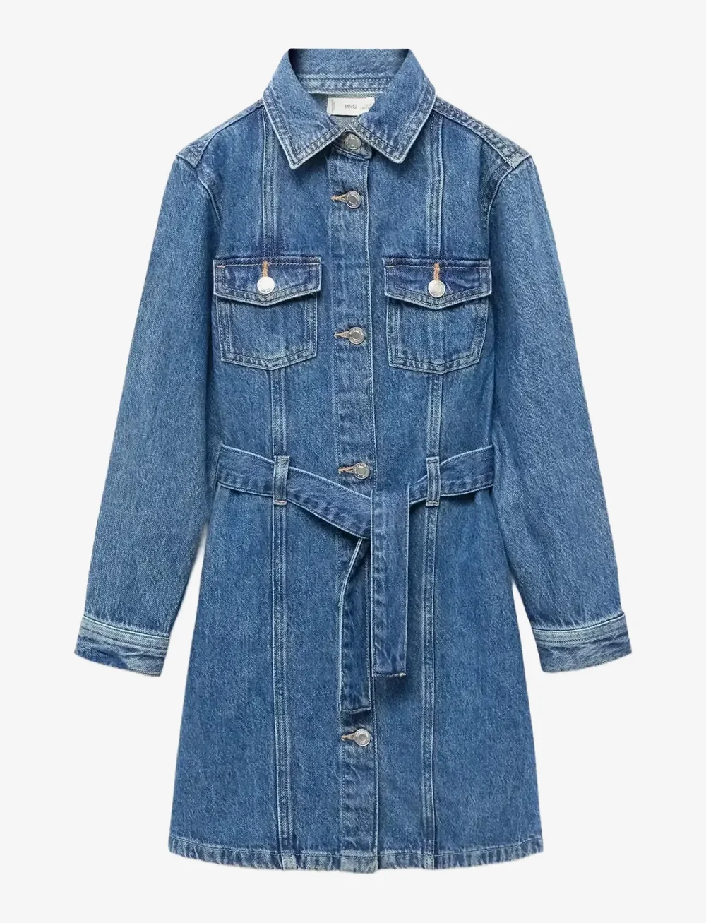 Mango - Short denim dress - langärmelige freizeitkleider - open blue - 1