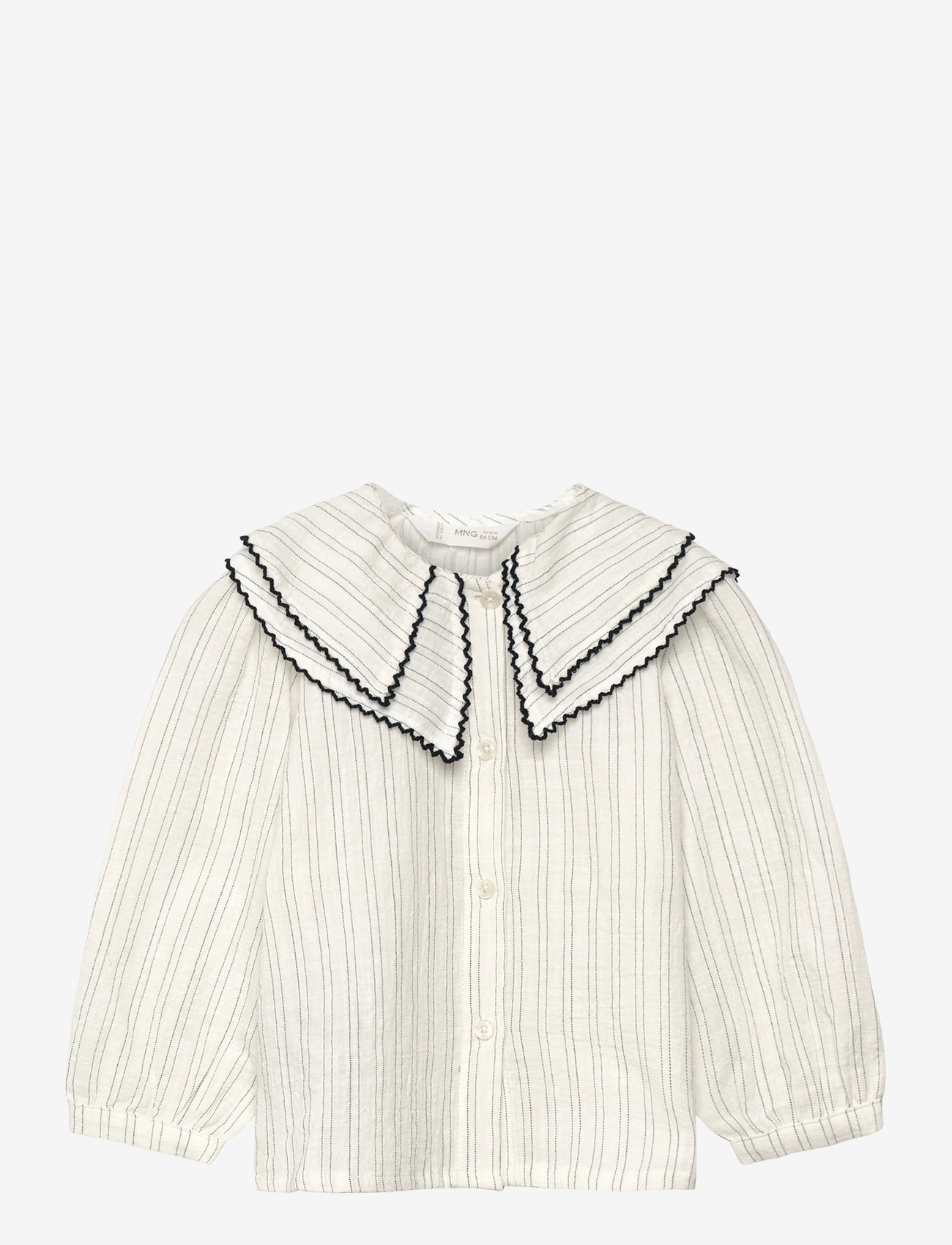 Mango - Striped blouse with Peter Pan collar - blusar & tunikor - white - 0