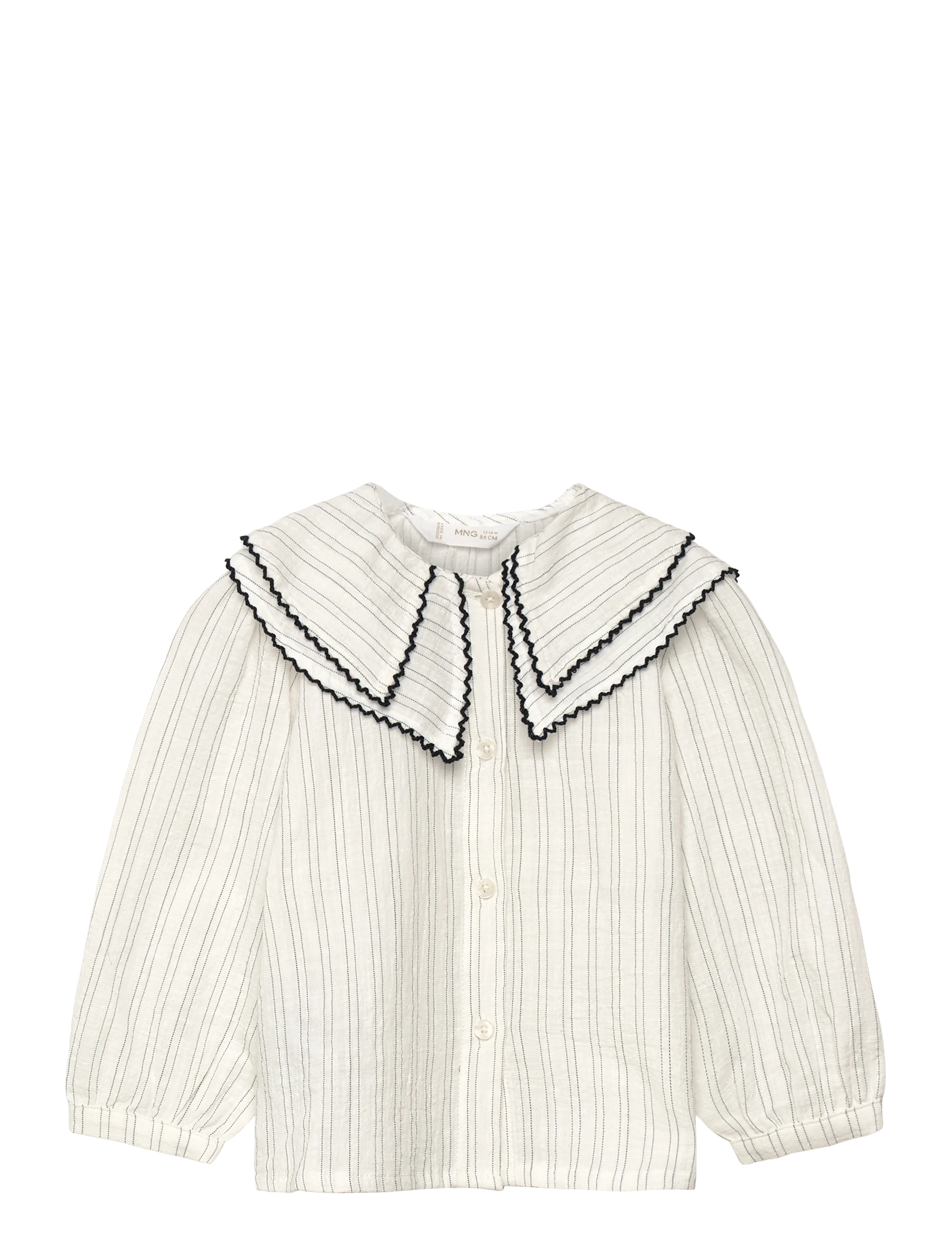 Mango Striped blouse with Peter Pan collar - Overdele - WHITE / white