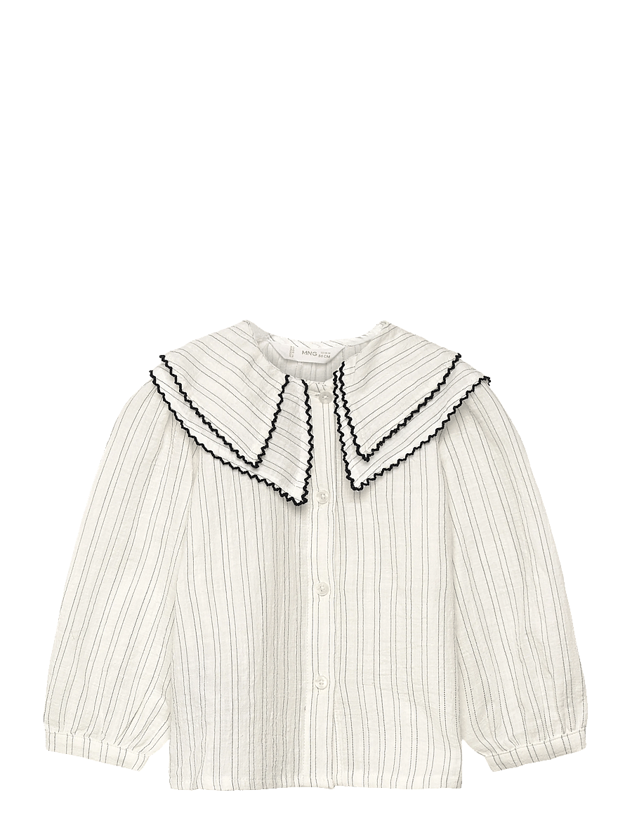 Mango - Striped blouse with Peter Pan collar - blusar & tunikor - white - 0