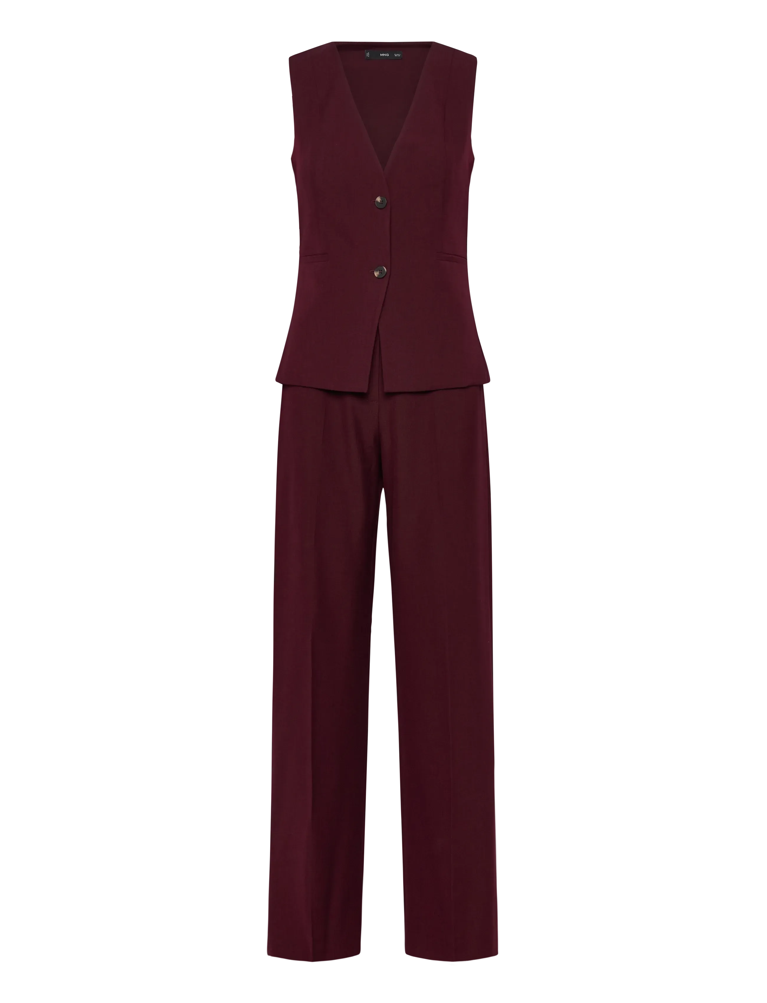 Mango Long suit-style jumpsuit - Jumpsuits - DARK RED / red