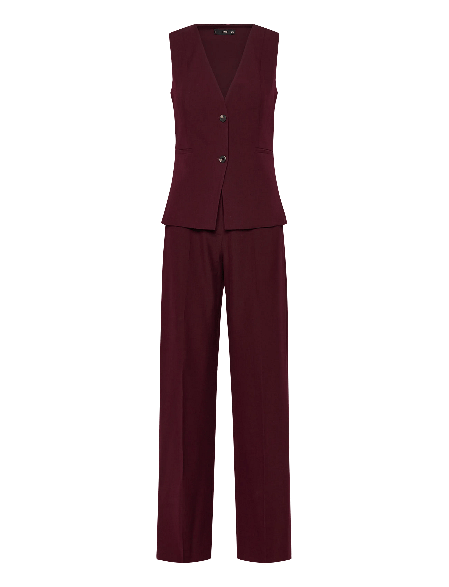 Mango - Long suit-style jumpsuit - dark red - 1