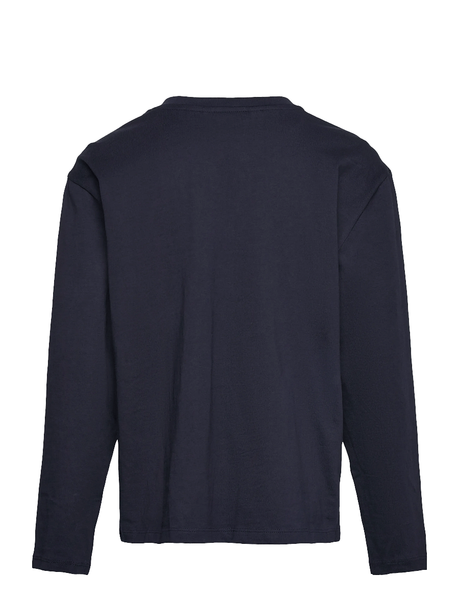 Mango - Buttoned cotton T-shirt - långärmade t-shirts - navy - 2