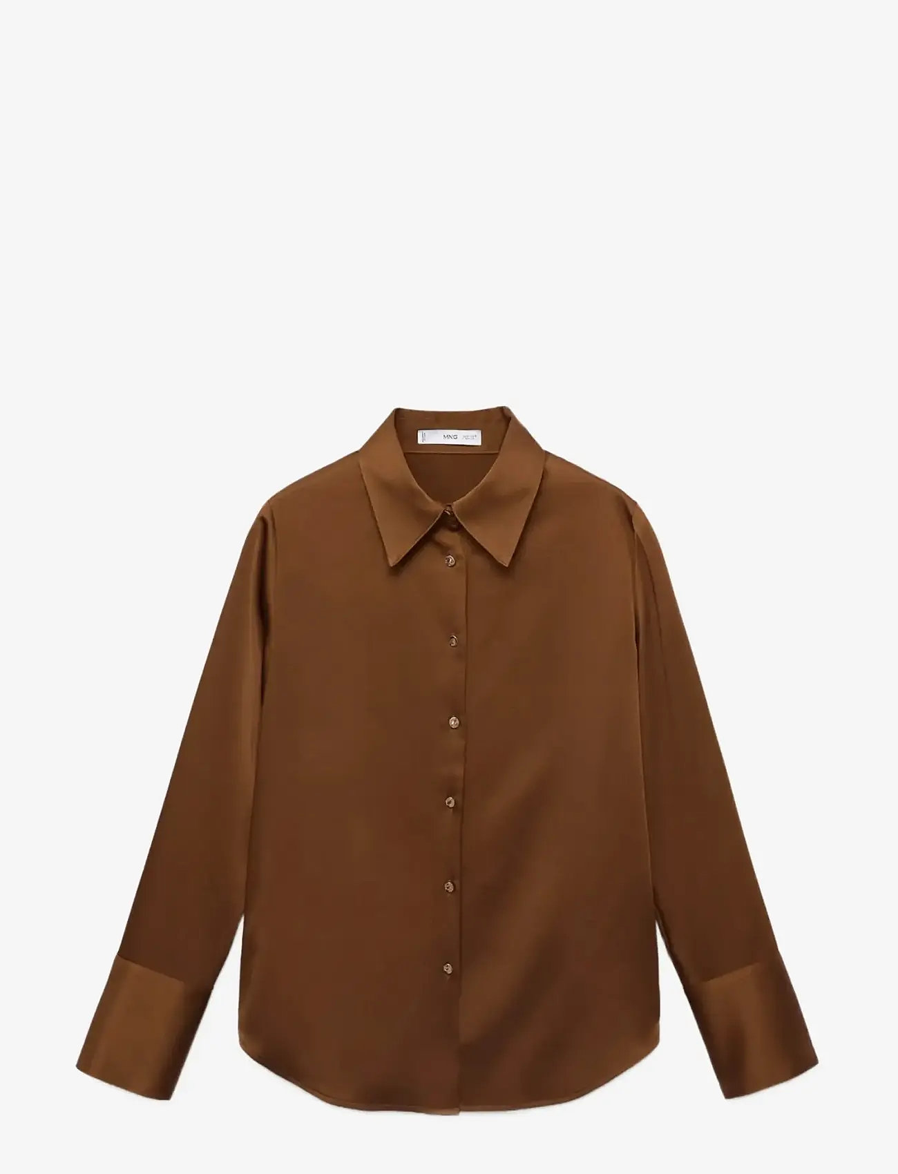 Mango - Satin finish flowy shirt - medium yellow - 1