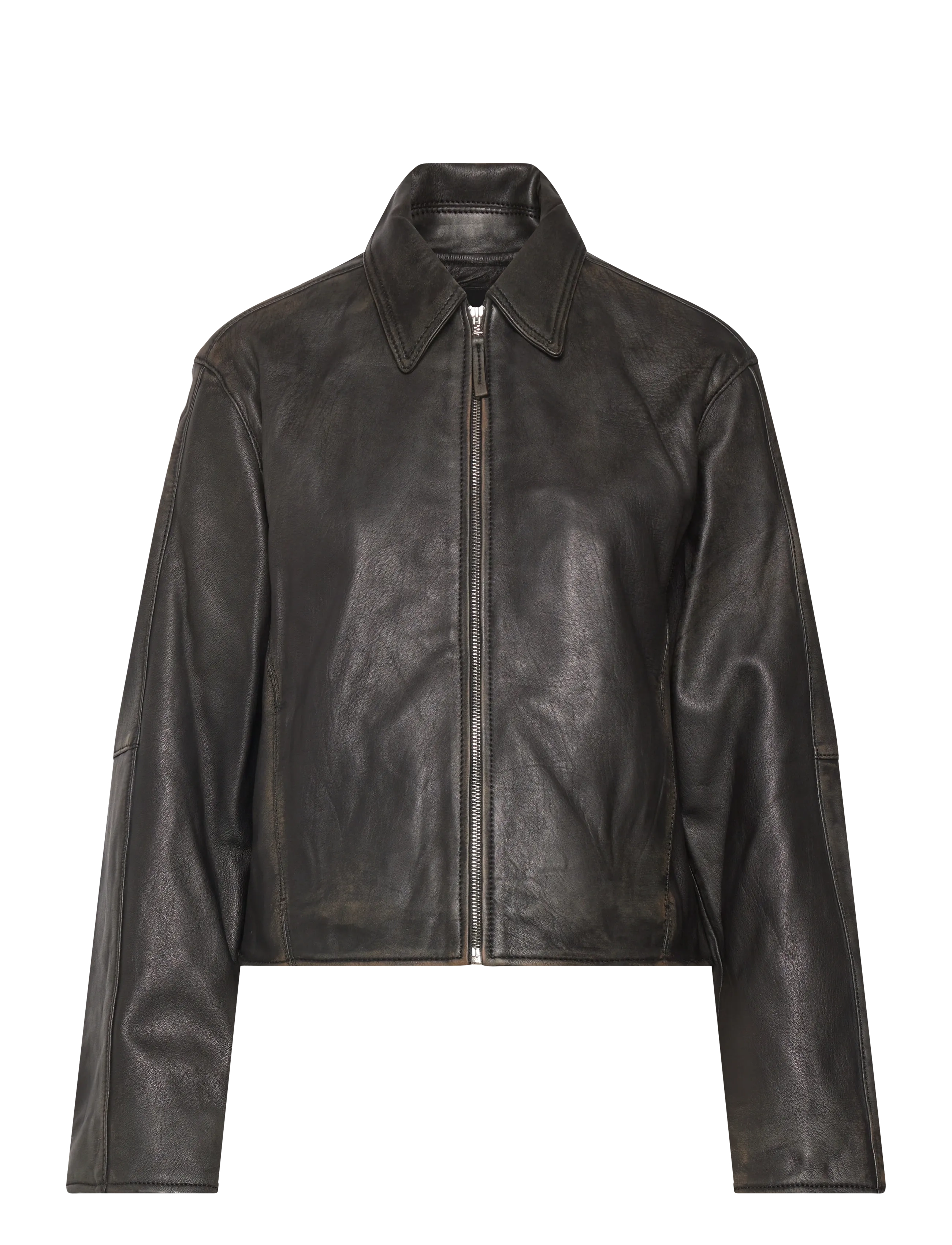 Mango - Lapels leather jacket - black - 1